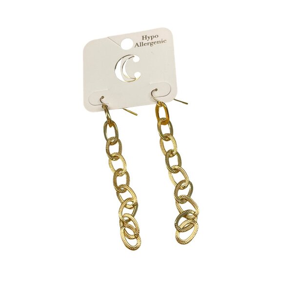 Charming Charlie Hypoallergenic Gold-Tone Chain Link Drop Earrings MSRP 16 - Picture 1 of 5